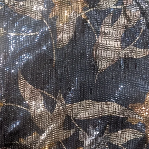 Marciano Black and Gold Lily Love Sequin Shirt Mini Dress - Size Small - Picture 5 of 10